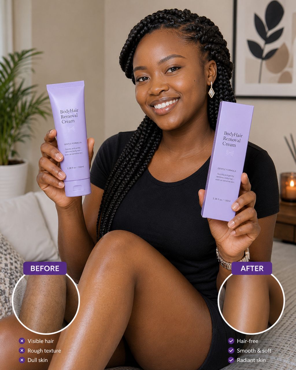 Smooth skin with Painless Hair Removal Cream