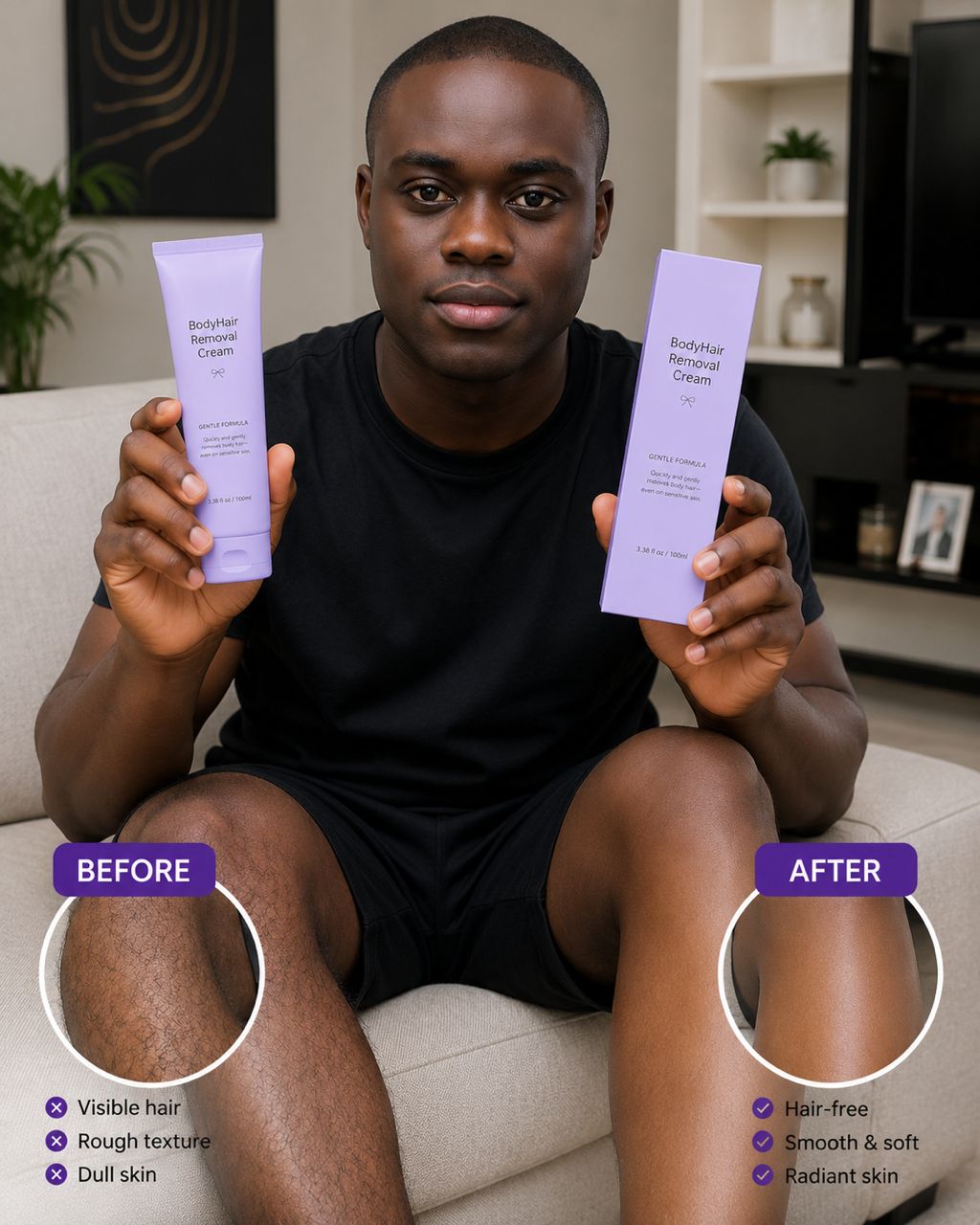 Painless Hair Removal Cream held in hand